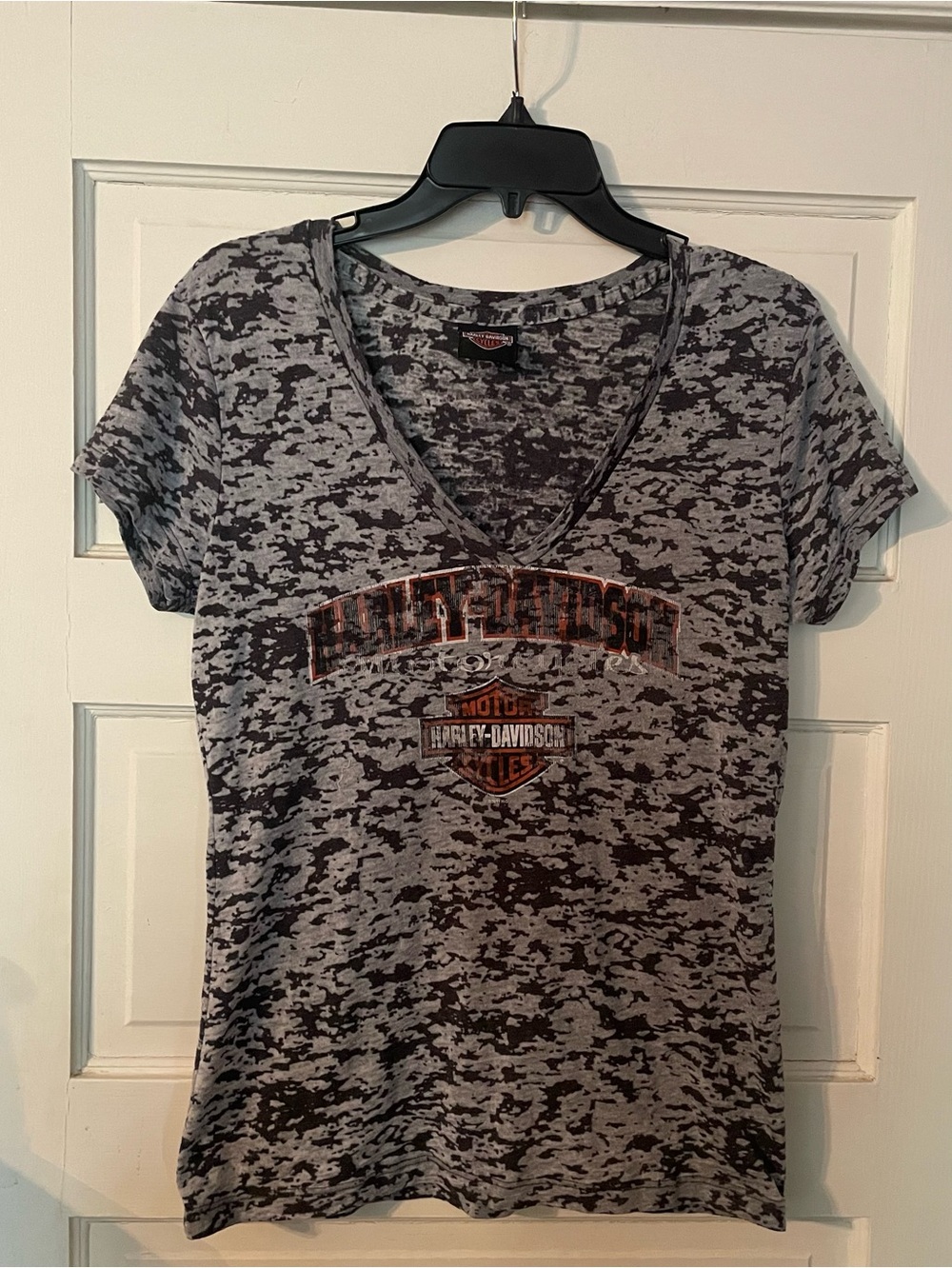 Harley-Davidson Black and Gray Camo V-Neck Tee